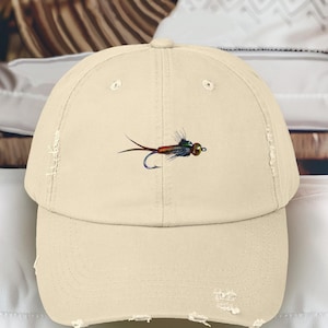 Fly Fishing Hat, Vintage Style Cap, Watercolor of a Fly Fishing Fly, Fishing Baseball Cap, Fishing Lover Gift, Dad Hat
