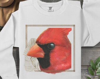 Cardinal Bird Art -  on Comfort Colors Sweatshirt