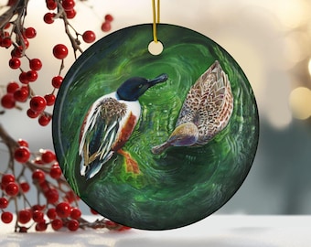Northern Shovelers Ceramic Christmas Duck Ornament, 2-Side Print