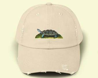 Diamondback Terrapin Printed on Distressed Dad Hat