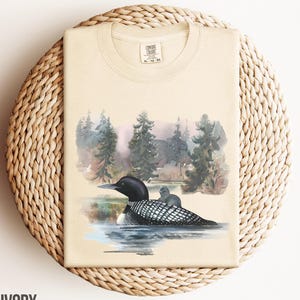 Vintage Style Watercolor Loon Bird Art Comfort Colors Tshirt