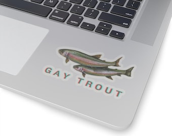 Adesivi Gay Trout, Adesivo Natura Queer, Adesivo Natura Arcobaleno, Regalo Partner Queer, Adesivo Gioco di Parole Queer, Trota Iridea