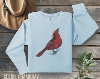 Cardinal Bird Watercolor -  on Comfort Colors Sweatshirt