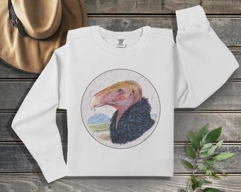 California Condor Watercolor Bird Art - on Comfort Colors Sweatshirt