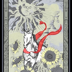 Stampa artistica con cornice dei tarocchi del sole, decorazione murale in acquerello, regalo per ufficio, decorazione spirituale boho, poster di arte metafisica