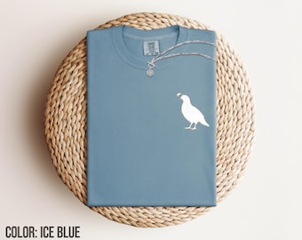 California Quail Embroidered Art - Comfort Colors Tshirt