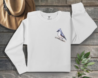 Tufted Titmouse Bird -  on Comfort Colors Sweatshirt (Pocket Placement)