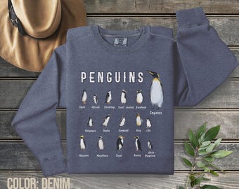 Penguins  on Comfort Colors Sweatshirt: Bird Lover Gift
