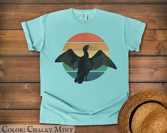 Cormorant with Retro Sunset - Comfort Colors Tshirt