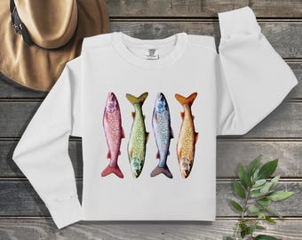 Colorful Lean Lake Trout Design on Comfort Colors Sweatshirt
