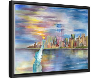 9/11 Memorial Canvas | Watercolor NYC Skyline Art
