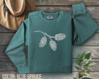 Pine Cones Linocut -  on Comfort Colors Sweatshirt