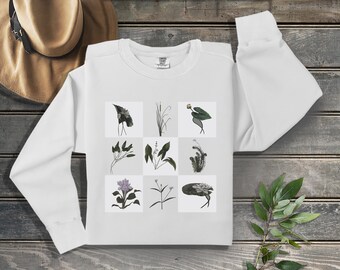 Botanisch dambordpatroon van waterplanten - Comfort Colors sweatshirt