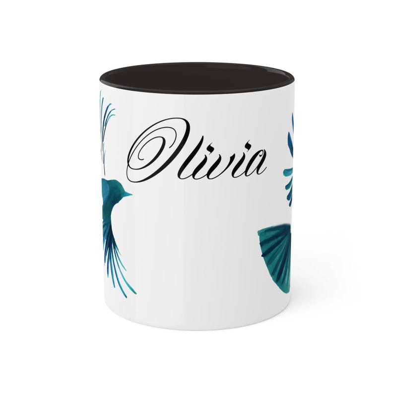 Custom Bird Flight Watercolor Ceramic Mug, Colorful Coffee Cup