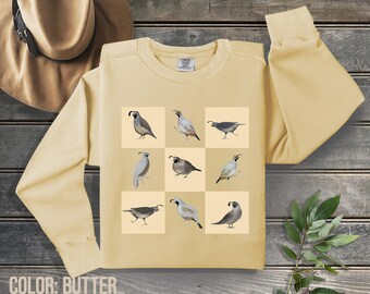 Checkerboard California Quail Design on Comfort Colors Sweatshirt