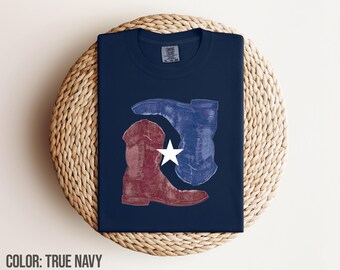 Cowboy Boots and Lone Star on Comfort Colors Tshirt