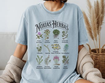 Invasive Plants Watercolor T-Shirt, Aquatic Weeds Botanical Tee (Noxias Herbas)