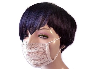 1 layer Lace face mask / Satin edges / masks made in the USA made / sheer face mask / single layer wedding formal face mask