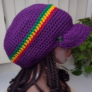 Quiet Groove Rasta tam with brim unisex L large M medium purple gray black red yellow green slouchy baggy beanies hat for dreadlocks dreads