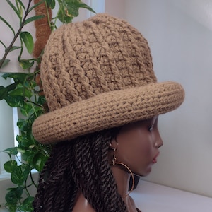 Lichtbruine luxe rasta-hoedjes met opgerolde rand voor dreadlocks, dreadlocks / heren dames L extra groot XL eiland bowler zwart rood geel groen