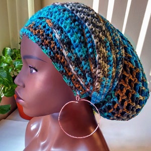 Deluxe head wrap / 50+ Colors / wrap tam mesh net hat rasta hats for locs dreadlocks, tams for dreads, large tams, extra large tams