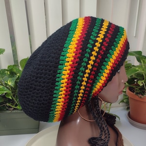 Dome Rasta tam 4 / red yellow green / unisex men&#39;s women&#39;s African style big slouchy beanies L XL extra large hats for dreadlocks & dreads