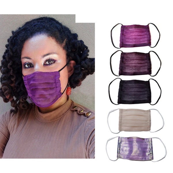 1 layer sheer face mask / Satin edges / 30+ Colors / breathable lightweight fine mesh face mask / mesh face covering / semi sheer mask