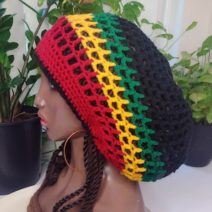 Island M Mesh Rasta tam / 30+ colors / GYR long beanies slouchy beanies large tams net hats for dreadlocks dreads locs large hat baggy hat