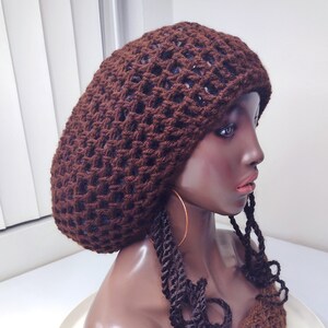 Braun M Mesh häkeln Rasta Tam / 50+ Farben / grosses Netz Tam / Netz Mütze / Beanie / Mütze für Dreadlocks / Dreadlocks