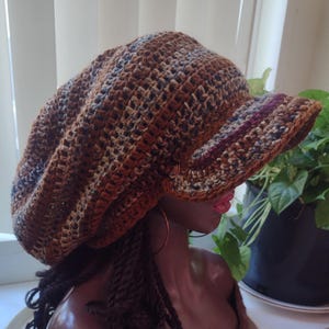 Brimmed Rasta Tam: Slouchy Dreadlock Beanie, 22-30" Head