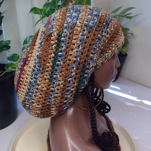 Mountain Brown Dome Rasta Tam / satin edge and fully lined options / Unisex L to XL in black brown dread loc accessories hat for dreadlocks