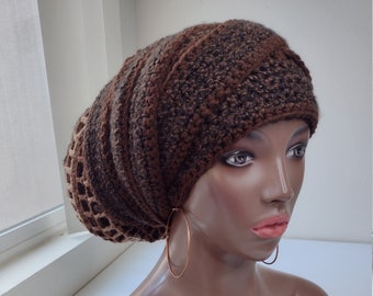 Chocolate Lvrs DELUX Wrap tam head wrap, mesh net hat locs hats for dreadlocks tams for dreads, large tams, extra large tams slouchy beanies