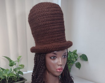 Brown B Bobby Tall Rasta Roll Brim Top Hat  / red yellow green / 90s dread hat locs african large hats for long dreadlocks hat L XL big tams