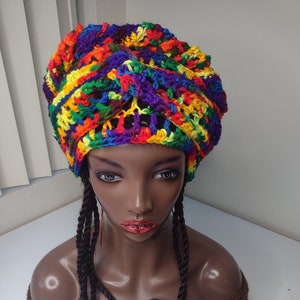 Long mesh headwrap / 50+ colors / ankara long locs hats for dreads big hats aso ebi for dreadlocks extra large beanies extra large rasta tam