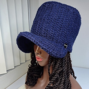 Big Boy Rasta Tall Top Hat / heren, dames uniseks / past medium tot extra large blauw zwart witte soldaat met grote rand hoed voor dreadlocks