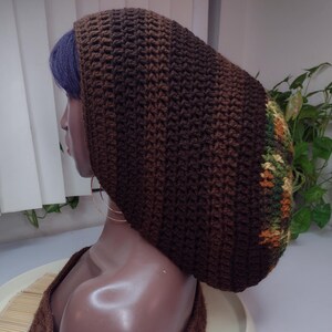 Brown Woods Dome Rasta tam unisex fits L to XL big baggy slouchy beanies, hats for dreadlocks
