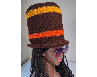 2 Streifen Mad Hatter Rollrand Rasta Zylinder Hut für Loks Rastafari Insel fashion afrikanische Tmm große Hüte für Dreadlocks afros L XL große Tams