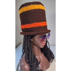 2 strepen Mad Hatter rolrand uniseks heren dames extra large XL L Afrikaanse stijl dandy rasta tam feest hoge hoeden voor dreadlocks en dreadlocks
