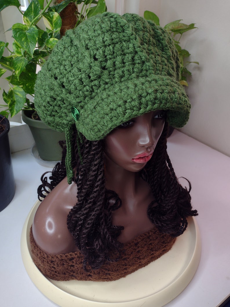 Crochet Newsboy Hat, Dark Green Mushroom Style Applejack Cap - Etsy