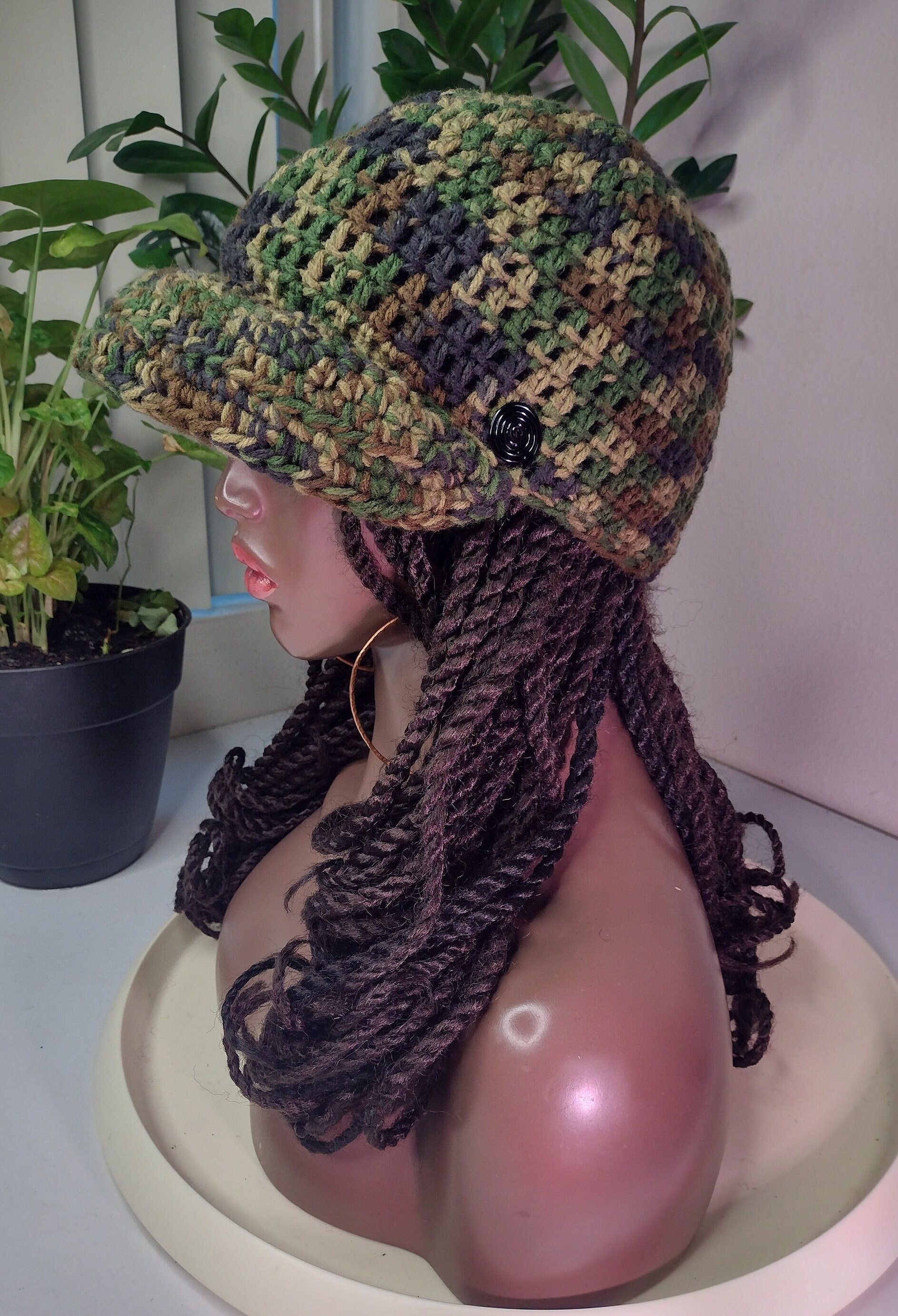 Mesh Crochet Tam Smooth Irie Rasta Camo Black Slouchy Hat Dreadlock Bob Marley Beret Tam Hat Rasta Bob Marley Beanie Jamaica Cap Dreadlocks  main image 2
