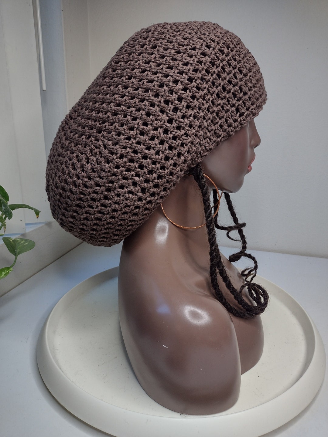 Armycrew Dreadlock Cotton Oversized Rasta Pattern Knit Beanie With Visor - One Size Fits Most