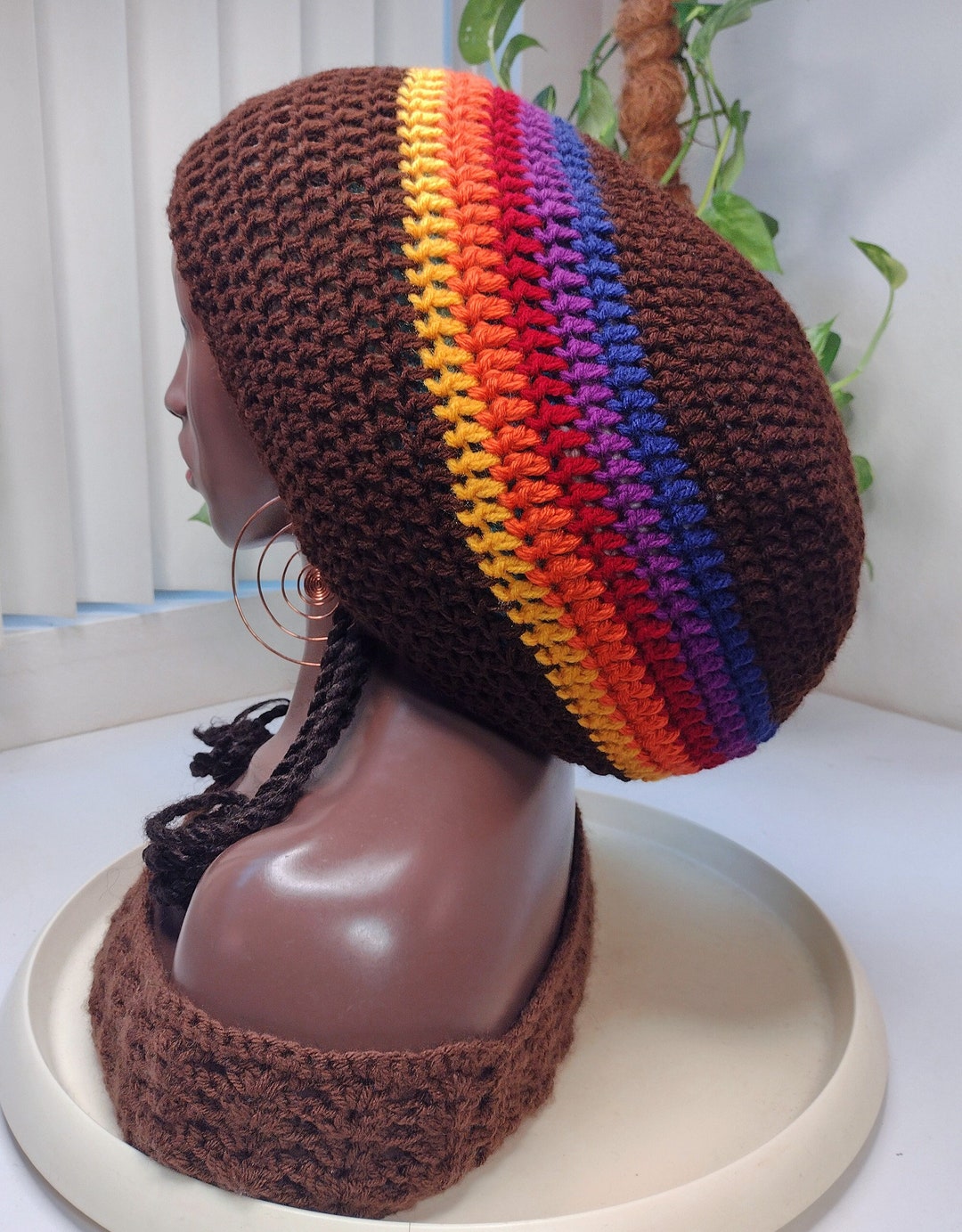 Sunset Rasta Sunset Rasta Tam: 70s Style Acrylic Dome Beanie for Dreadlocks - Etsy