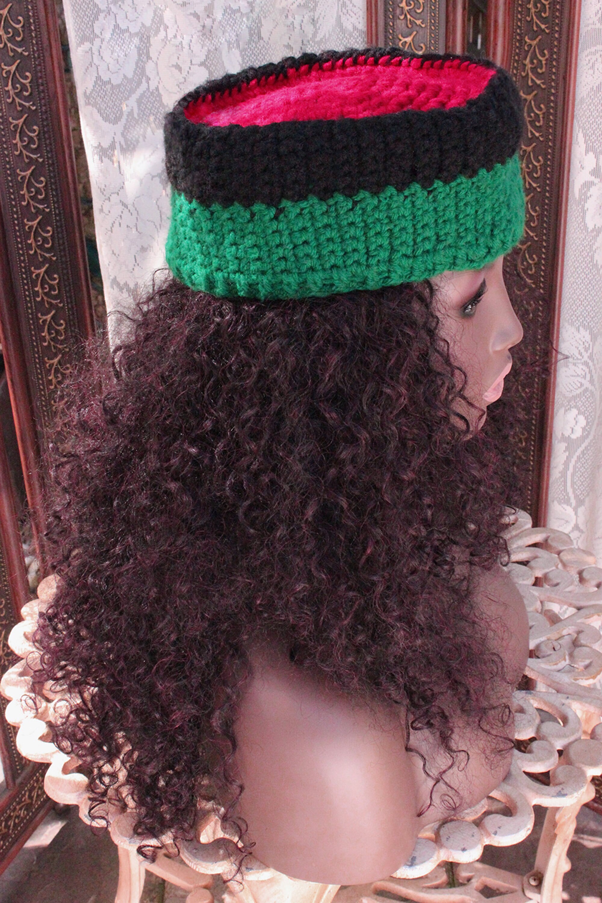 Fez Kufi Fila Pillbox Red Black Green 