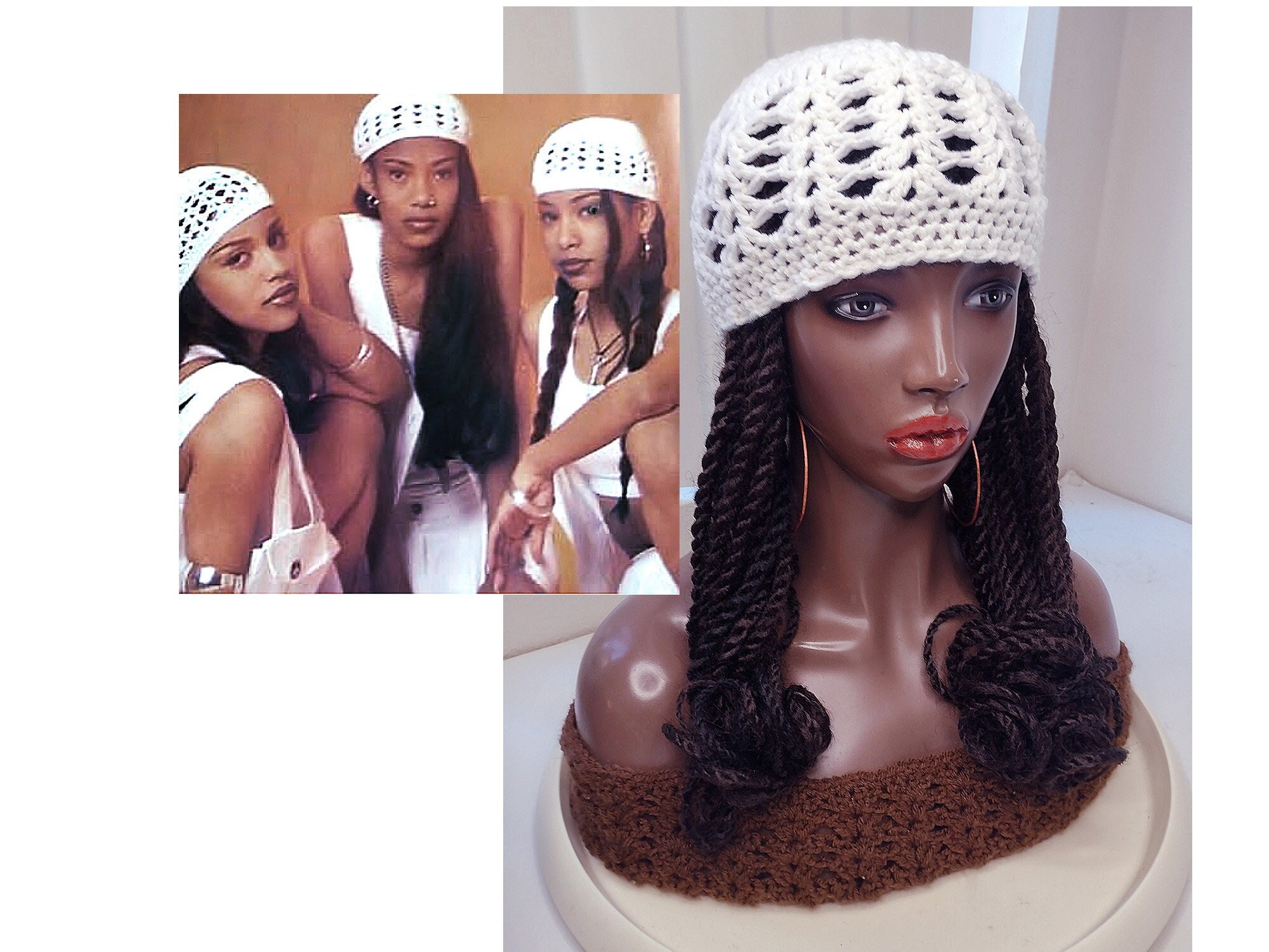 Crochet Snoodie Cap: 90s Style Dreads/locs Hat - Acrylic Blend - Etsy