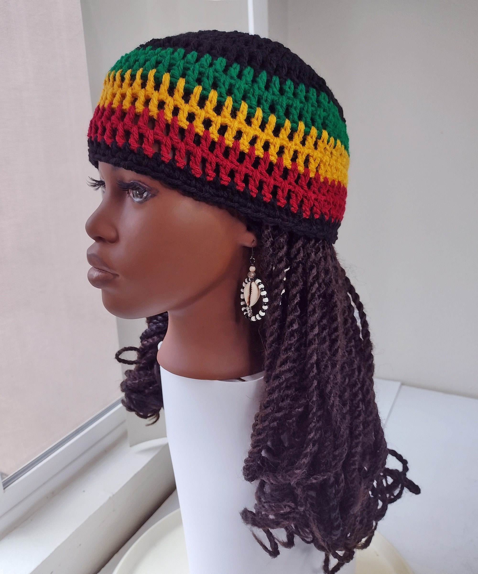 Casquette Rasta en Résille. Chapeau dreadlocks pour l'été