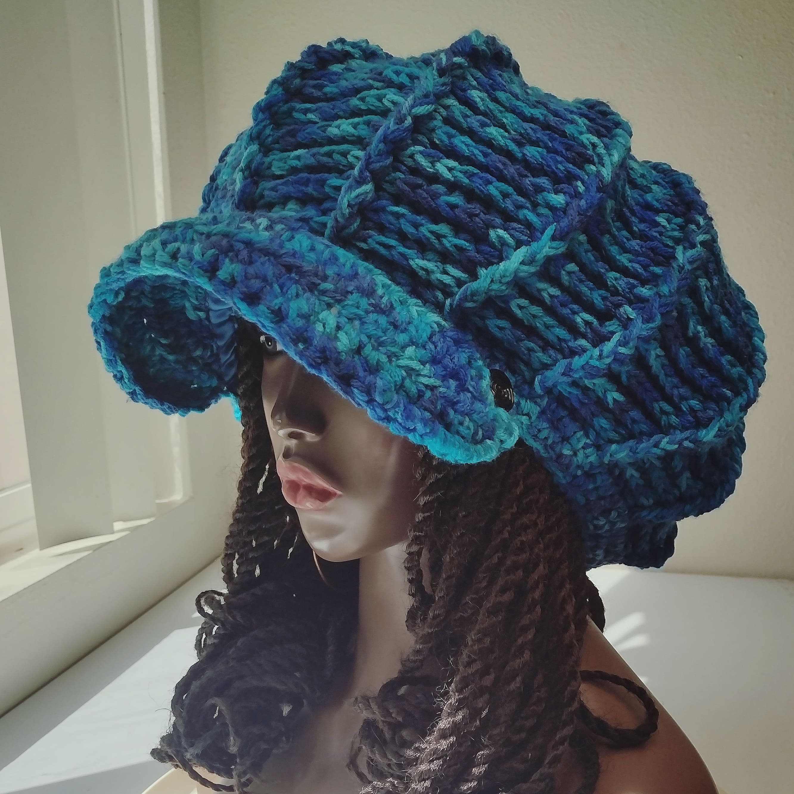 L Mushroom Crochet Newsboy Hat, Camo Dreadlock Cap, Acrylic - Etsy