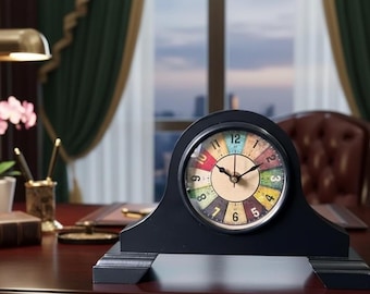 Personalized Wooden Table Clock: Silent, Vintage-Style Decor, Housewarming Gift