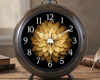 Personalised Vintage Table Clock: Silent, Wooden, Antique-Style Small Desk Clock Housewarming Gifts Decor