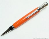 Handmade pen MANDARIN ORANGE acrylic Pen with Rhodium in Parker Duofold Style (ball point)