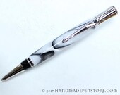 ALABASTER (white and black) acrylic pen with RHODIUM handmade in Parker Duofold Style - ball point